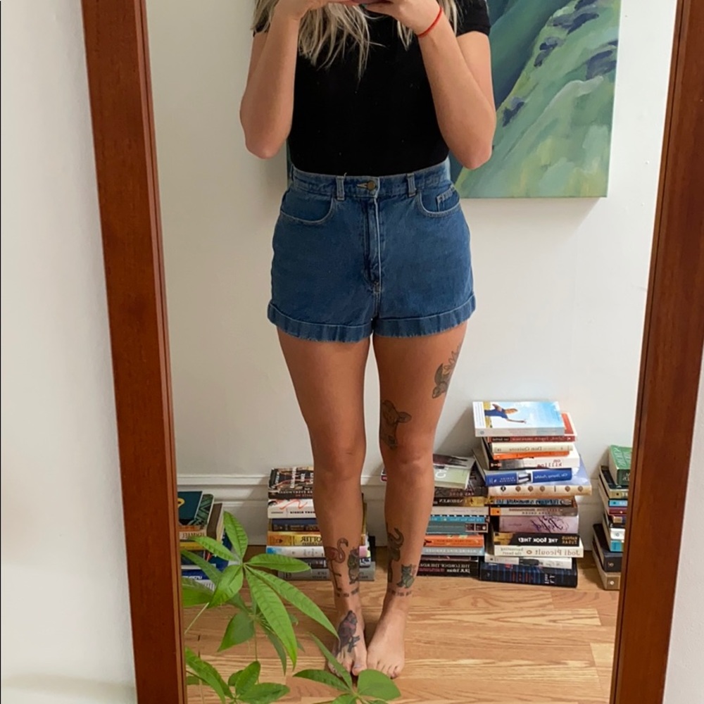 American apparel high waisted denim shorts